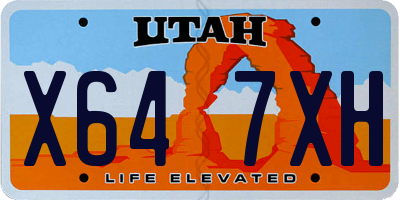UT license plate X647XH