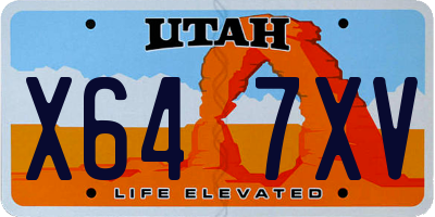 UT license plate X647XV