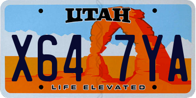 UT license plate X647YA