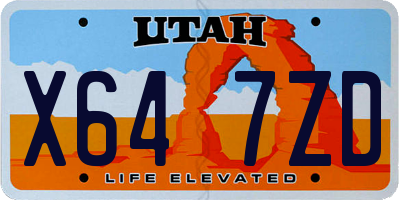 UT license plate X647ZD