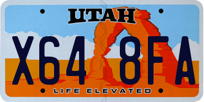 UT license plate X648FA