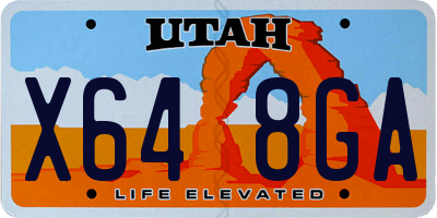 UT license plate X648GA