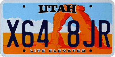 UT license plate X648JR