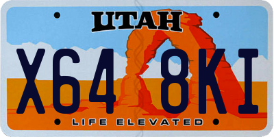 UT license plate X648KI