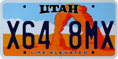 UT license plate X648MX