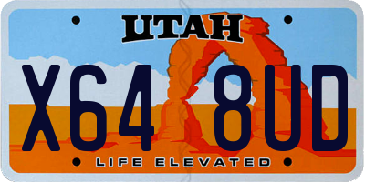 UT license plate X648UD