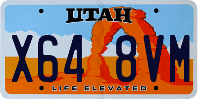 UT license plate X648VM
