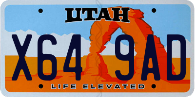 UT license plate X649AD