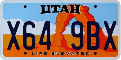 UT license plate X649BX