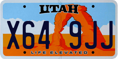UT license plate X649JJ