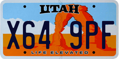 UT license plate X649PF