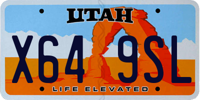 UT license plate X649SL