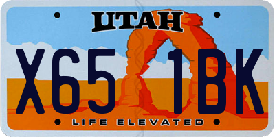 UT license plate X651BK