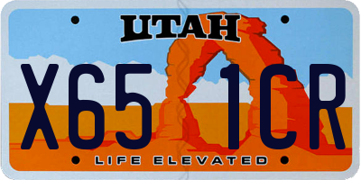 UT license plate X651CR