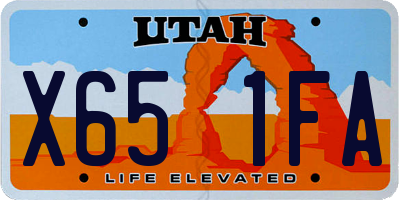 UT license plate X651FA