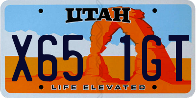 UT license plate X651GT
