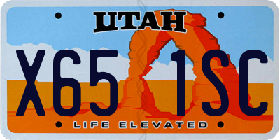 UT license plate X651SC