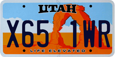UT license plate X651WR