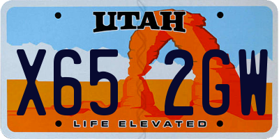 UT license plate X652GW