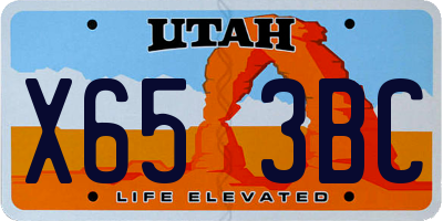 UT license plate X653BC