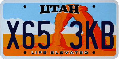 UT license plate X653KB
