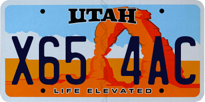 UT license plate X654AC