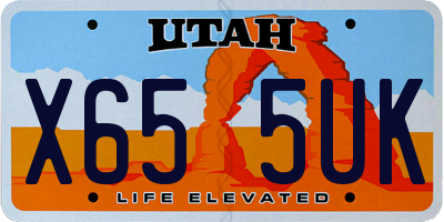 UT license plate X655UK