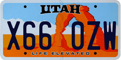 UT license plate X660ZW