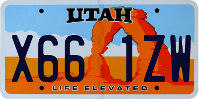 UT license plate X661ZW