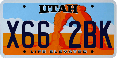 UT license plate X662BK