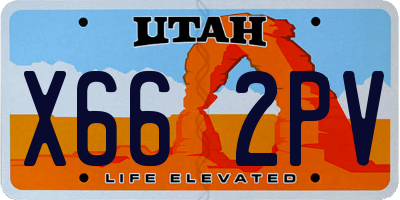 UT license plate X662PV