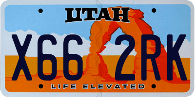 UT license plate X662RK