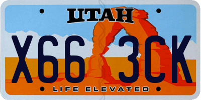 UT license plate X663CK