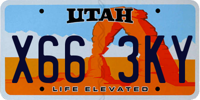 UT license plate X663KY