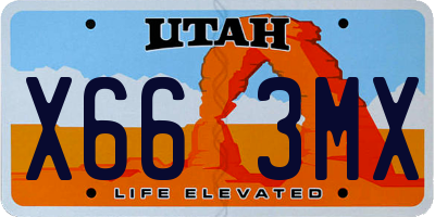 UT license plate X663MX