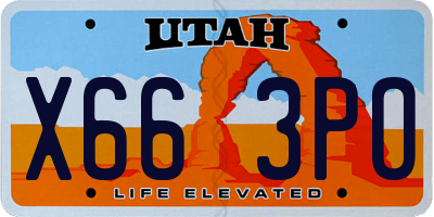 UT license plate X663PO