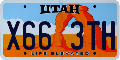 UT license plate X663TH