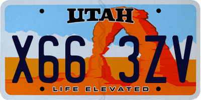 UT license plate X663ZV