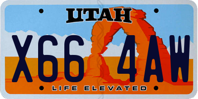 UT license plate X664AW