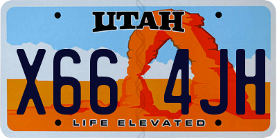 UT license plate X664JH