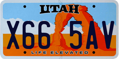 UT license plate X665AV