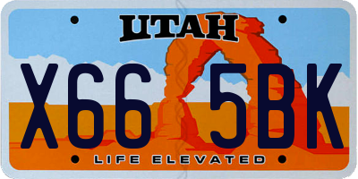 UT license plate X665BK