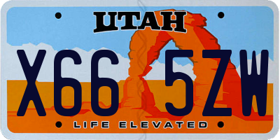 UT license plate X665ZW