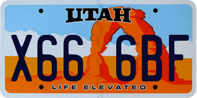 UT license plate X666BF