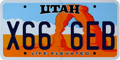 UT license plate X666EB