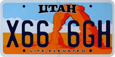 UT license plate X666GH