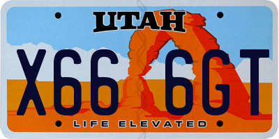 UT license plate X666GT