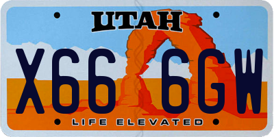 UT license plate X666GW