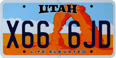 UT license plate X666JD
