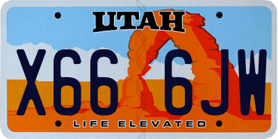 UT license plate X666JW